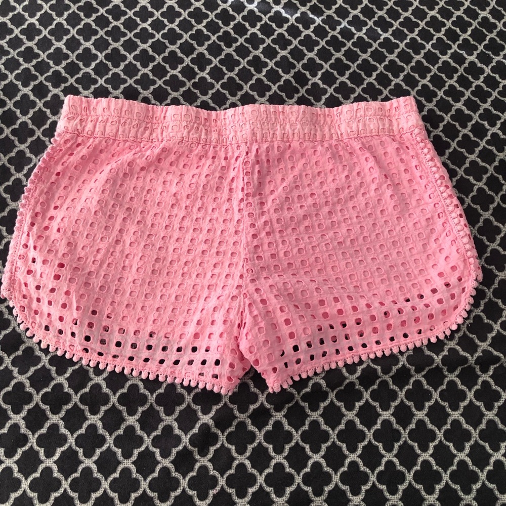Lilly Pulitzer X Target Pink Eyelet Pom Pom Trim Shorts Womens Sz Small AB16 - Picture 3 of 9